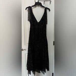 Nicole Miller flower lace black midi dress